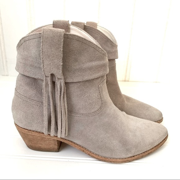 Joie ‘Keaton’ Suede Ankle Fringe Western Boots - Picture 1 of 14